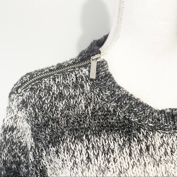 Michael Kors black gray striped sweater cozy zippers size XL - Picture 2 of 9